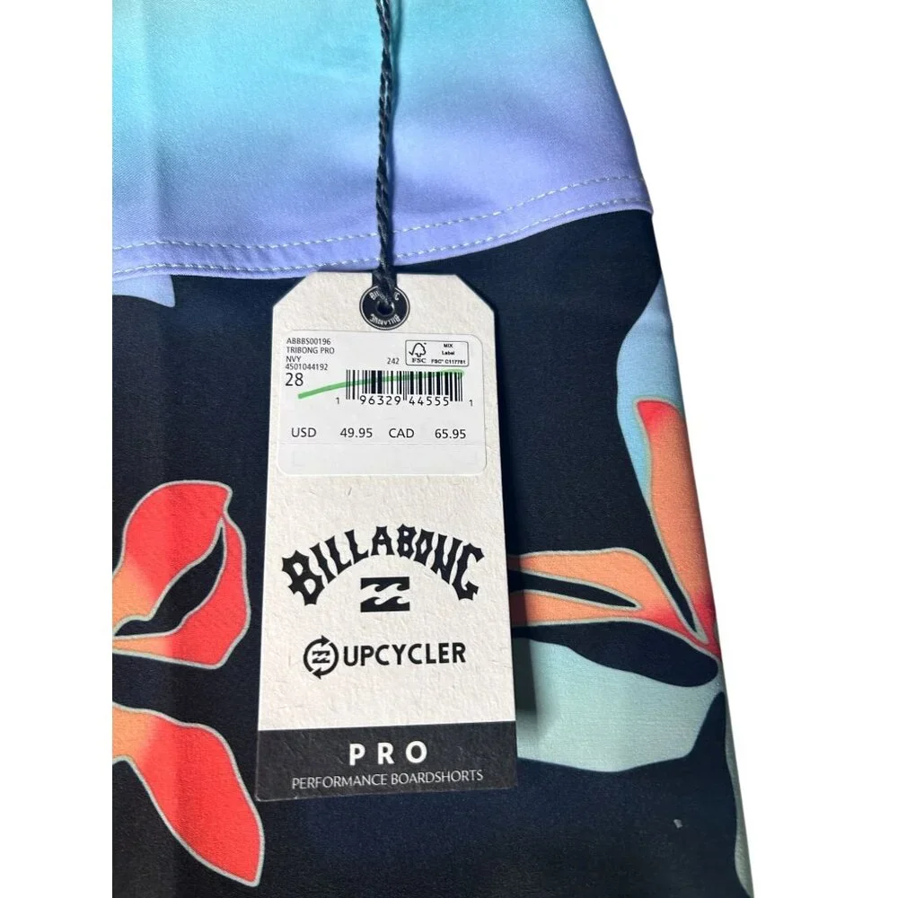 Billabong Swim Trunks Pro Performance Boardshorts Boy's Size 28 Floral Print NEW